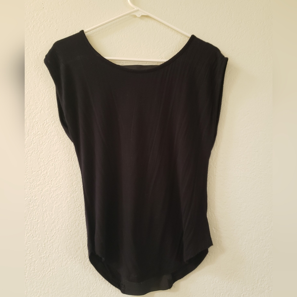 Black open back blouse